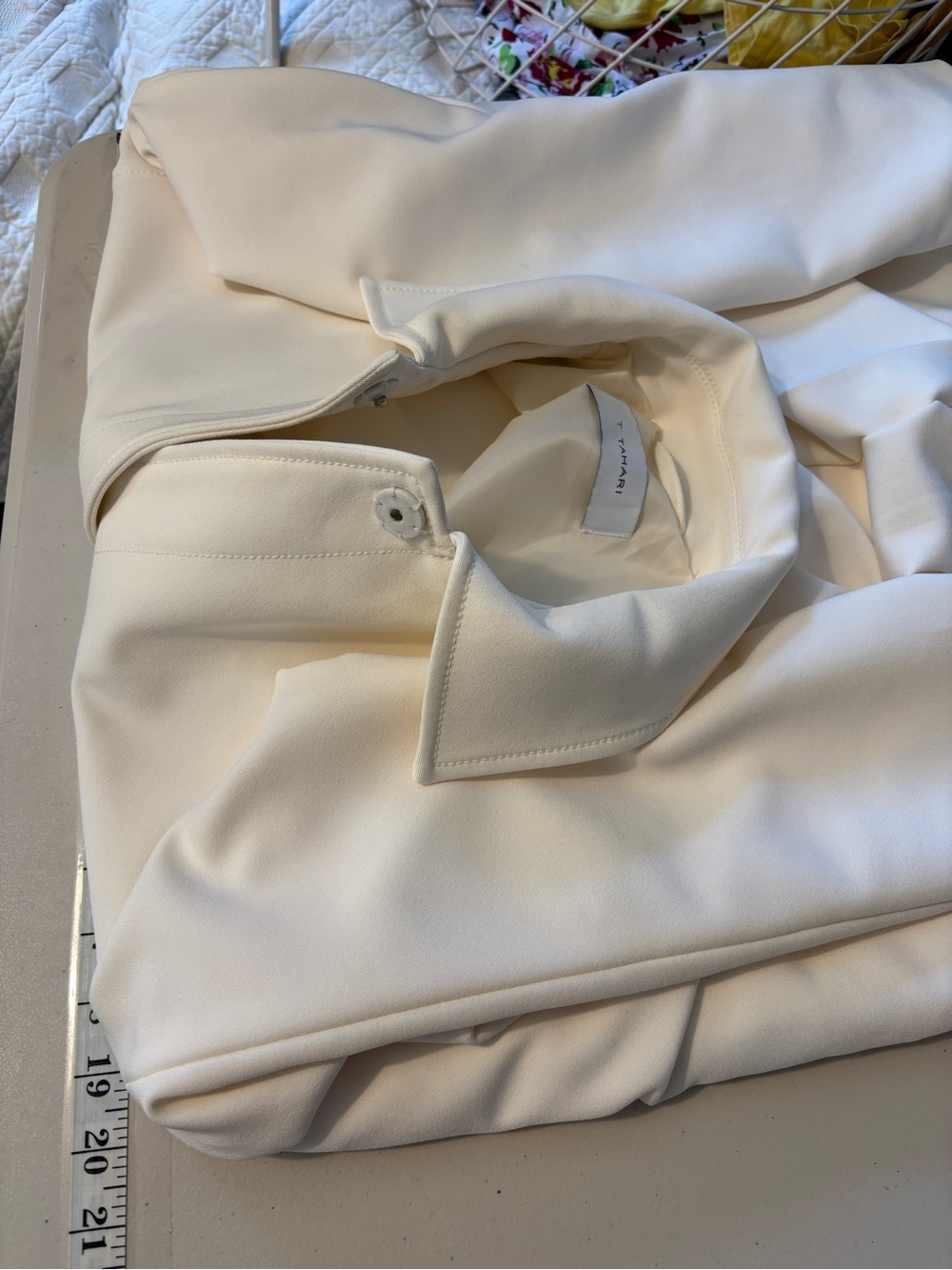 Minimalist Scandi Coat Size Large A-Line Cream White Sophisticated Office Guest - Picture 11 of 13